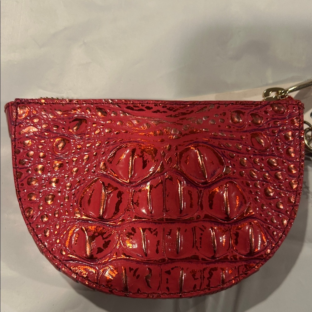 Brahmin Shiny Red Croc-Embossed Mini Coin Pouch with Gold Hardware NWT - Picture 6 of 10